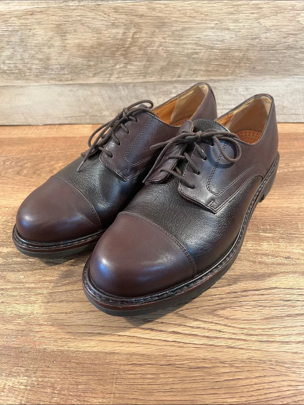 Mephisto Marlon Melchior Men 10 Brown Leather Cap Toe Derby Dress Shoes Rubber